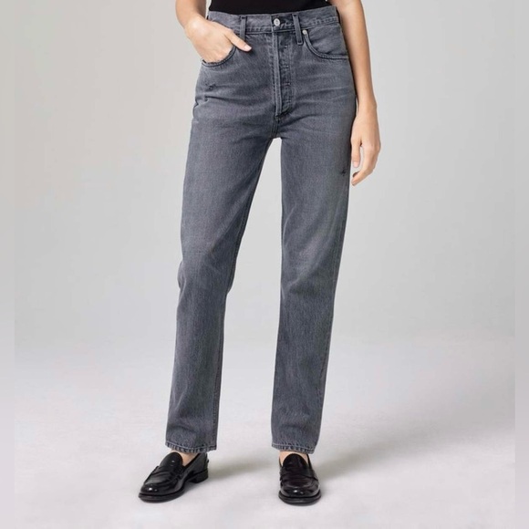 CITIZENS OF HUMANITY Sabine High Rise Straight Jeans Black Gray Premium Vintage - Picture 5 of 11